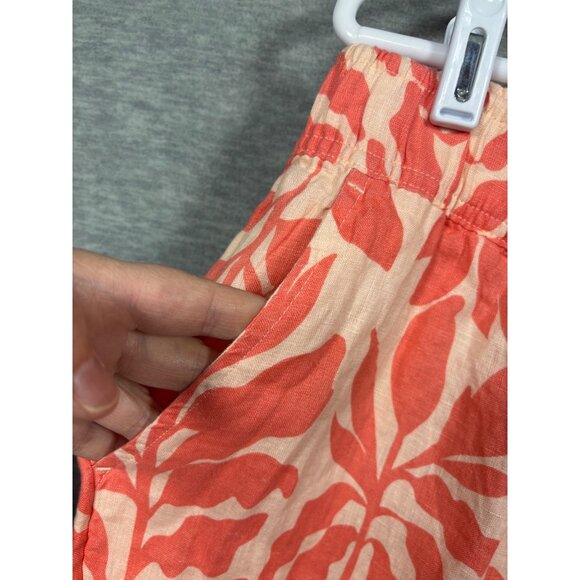 Rachel Zoe Womens Pants L Coral Leaf Pattern Linen Tropical Summer - Picture 6 of 7